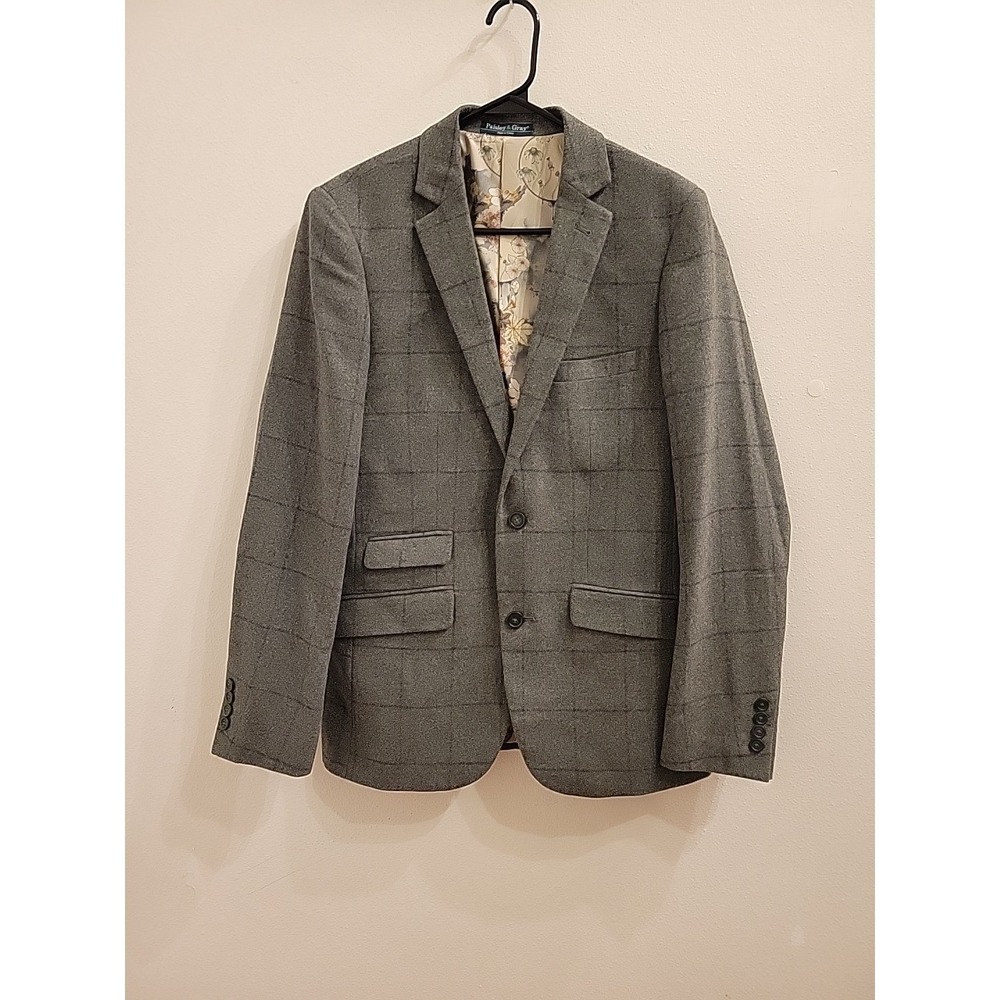 Paisly & Gray Slim Fit Regular Mens 32R Jacket Grey Plaid Modern Formal Event